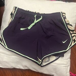 Nike girls dri fit shorts size small purples animal print